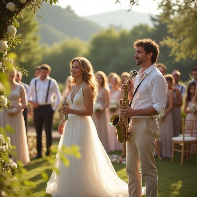Boda con banda jazz en jardín